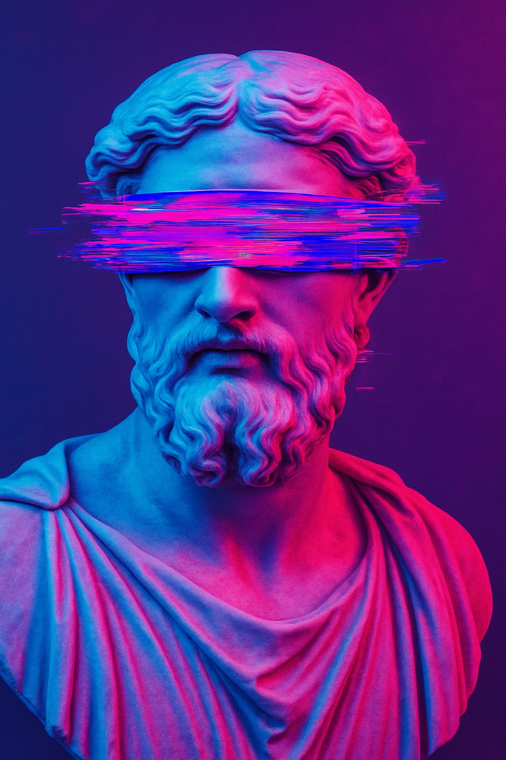 Estatua con glitch vendado